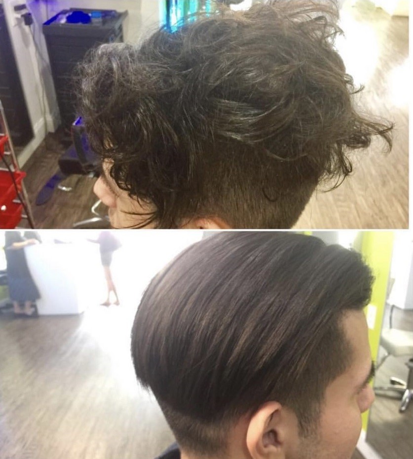 قبل و بعد کراتین مو کوتاه مردانه
